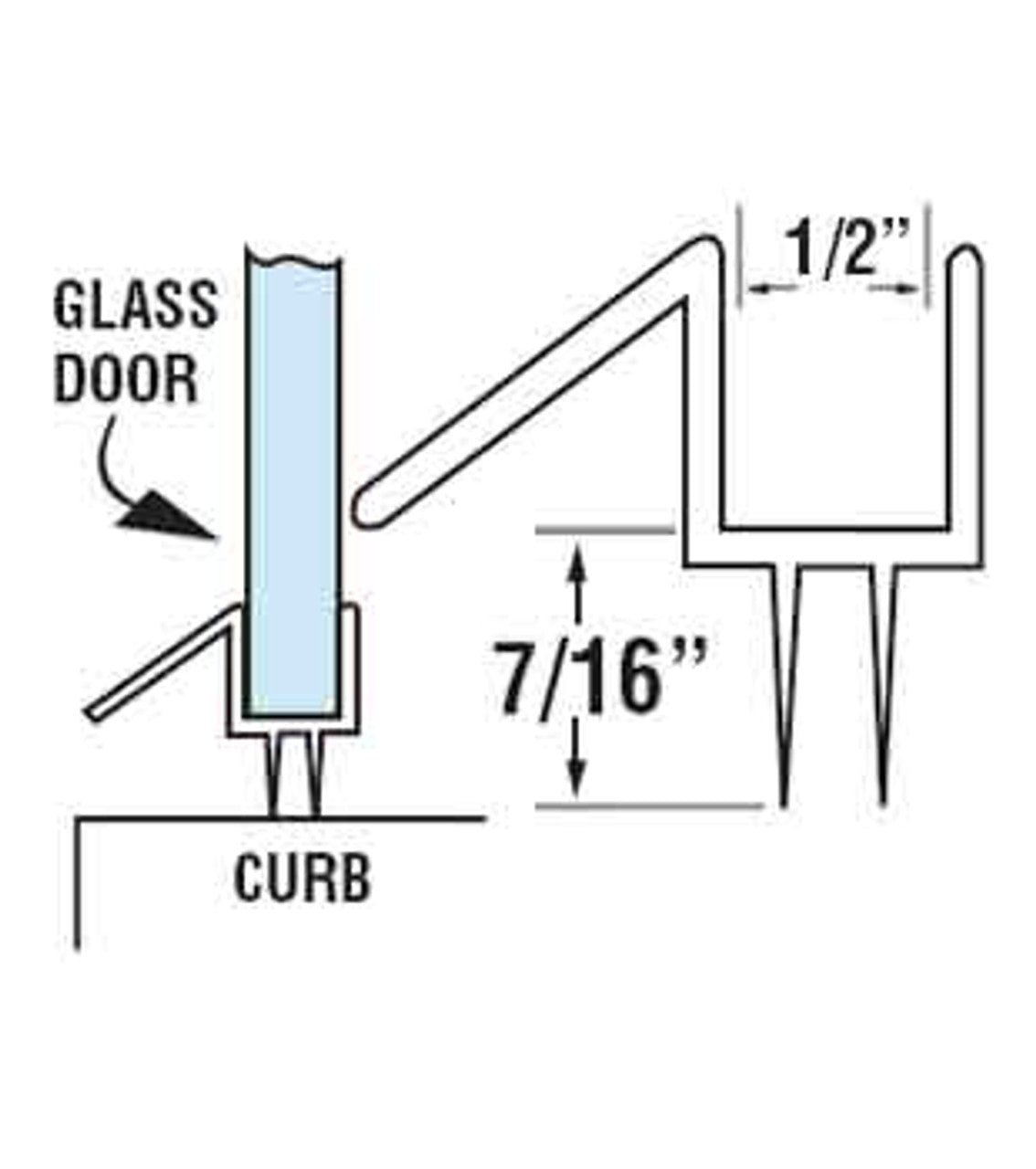 #W06 Polycarbonate Shower Door Drip Rail & Wipe Seal For 1/2” Glass - 95”